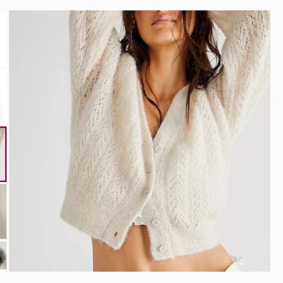 Free People Ameila Cardi in Oatmeal Heather - Size M - Picture 3 of 10